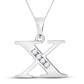 10kt White Gold Diamond Initial Pendant | Personalized Letter Pendant with Sparkling Diamond Accent Top view from the 10Kt White Gold Womens Round Diamond X Initial Letter Pendant 1 20 Cttwpin280675 collection by Splendid Jewellery