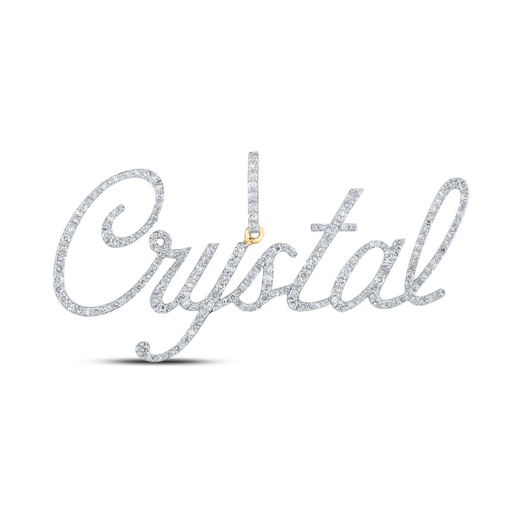 Diamond Initial & Letter Pendant | 10kt Yellow Gold Womens Round Diamond CRYSTAL Name Pendant 1 Cttw | Splendid Jewellery GND