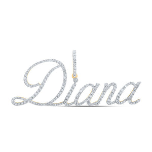 Diamond Initial & Letter Pendant | 10kt Yellow Gold Womens Round Diamond DIANA Name Pendant 7/8 Cttw | Splendid Jewellery GND