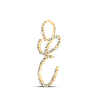Diamond Initial & Letter Pendant | 10kt Yellow Gold Womens Round Diamond E Initial Letter Pendant 1/2 Cttw | Splendid Jewellery GND