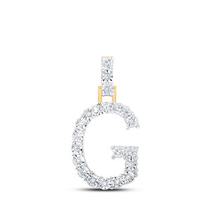 Diamond Initial & Letter Pendant | 10kt Yellow Gold Womens Round Diamond G Initial Letter Pendant 1/10 Cttw | Splendid Jewellery GND