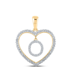 Diamond Initial & Letter Pendant | 10kt Yellow Gold Womens Round Diamond Heart O Letter Pendant 1/4 Cttw | Splendid Jewellery GND