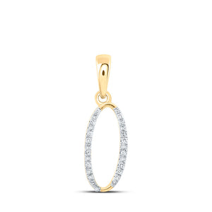 Diamond Initial & Letter Pendant | 10kt Yellow Gold Womens Round Diamond O Initial Letter Pendant 1/12 Cttw | Splendid Jewellery GND