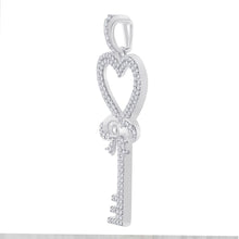 Load image into Gallery viewer, Romantic Heart Key Diamond Pendant - Captivating Love and Brilliance Side view from the 10Kt White Gold Womens Round Diamond Heart Key Pendant 1 2 Cttwpin283580 collection by Splendid Jewellery