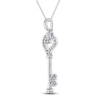 Enchanting White Gold Diamond Key Pendant Side view from the 10Kt White Gold Womens Round Diamond Key Pendant 1 6 Cttwpin284968 collection by Splendid Jewellery