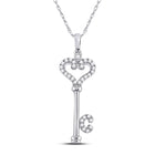 Enchanting White Gold Diamond Key Pendant Top view from the 10Kt White Gold Womens Round Diamond Key Pendant 1 6 Cttwpin284968 collection by Splendid Jewellery