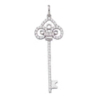Enchanting Love Key Pendant | 10kt White Gold Womens Round Diamond Slender Trefoil Key Love Pendant 1/2 Cttw | Splendid Jewellery  Top View from Splendid Jewellery