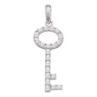Enchanting Diamond Key Pendant | 10kt White Gold Womens Round Pave-set Diamond Small Key Pendant 1/4 Cttw | Splendid Jewellery  Top View from Splendid Jewellery