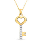 Romantic Heart Key Diamond Pendant | 10kt Yellow Gold 1/20 Cttw  Top View from Splendid Jewellery