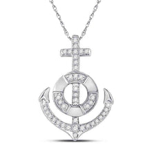 Load image into Gallery viewer, 10kt White Gold Diamond Nautical Anchor Pendant: A Captivating Maritime Treasure Top view from the 10Kt White Gold Womens Round Diamond Anchor Nautical Pendant 1 5 Cttwpin285721 collection by Splendid Jewellery