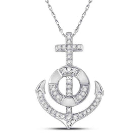 10kt White Gold Diamond Nautical Anchor Pendant: A Captivating Maritime Treasure Top view from the 10Kt White Gold Womens Round Diamond Anchor Nautical Pendant 1 5 Cttwpin285721 collection by Splendid Jewellery