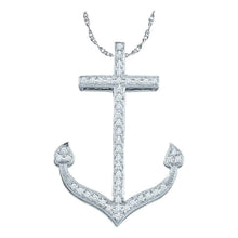 Load image into Gallery viewer, 10kt White Gold Diamond Anchor Nautical Pendant  Top View from Splendid Jewellery