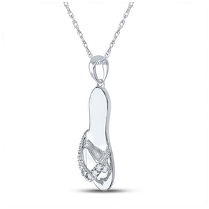 Diamond Nautical Pendant | Sterling Silver Womens Round Diamond Sandal Flip-flop Nautical Pendant .03 Cttw | Splendid Jewellery GND