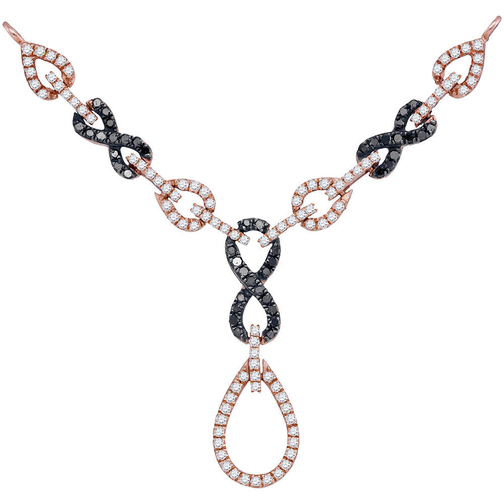 Diamond Pendant Necklace | 10kt Rose Gold Womens Round Black Color Enhanced Diamond Fashion Necklace 3/4 Cttw | Splendid Jewellery GND
