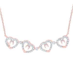 Diamond Pendant Necklace | 10kt Rose Gold Womens Round Diamond Convertible Heart Necklace 3/8 Cttw | Splendid Jewellery GND