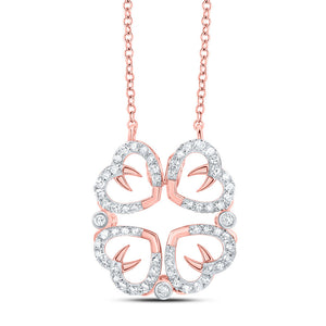 Diamond Pendant Necklace | 10kt Rose Gold Womens Round Diamond Convertible Heart Necklace 3/8 Cttw | Splendid Jewellery GND