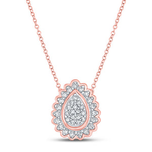 Diamond Pendant Necklace | 10kt Rose Gold Womens Round Diamond Teardrop Necklace 1/5 Cttw | Splendid Jewellery GND