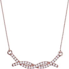 Load image into Gallery viewer, Radiant Rose Gold Diamond Twist Bar Necklace - A Captivating Masterpiece of Elegance  Top View from Splendid Jewellery