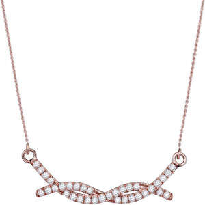 Diamond Pendant Necklace | 10kt Rose Gold Womens Round Diamond Twist Bar Fashion Necklace 1/2 Cttw | Splendid Jewellery GND