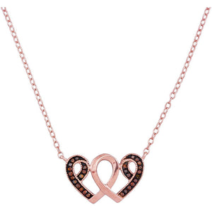 Diamond Pendant Necklace | 10kt Rose Gold Womens Round Red Color Enhanced Diamond Heart Necklace 1/10 Cttw | Splendid Jewellery GND
