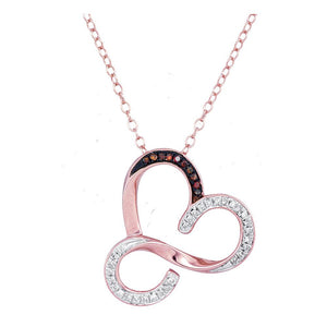 Diamond Pendant Necklace | 10kt Rose Gold Womens Round Red Color Enhanced Diamond Heart Pendant Necklace 1/8 Cttw | Splendid Jewellery GND