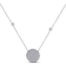 Load image into Gallery viewer, Radiant Sparkle: 10kt White Gold Circle Cluster Diamond Pendant Necklace Top view from the 10Kt White Gold Womens Round Diamond Circle Cluster Necklace 1 4 Cttwpin288503 collection by Splendid Jewellery