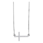 Radiant Cross Diamond Pendant Necklace | 10kt White Gold Womens Round Diamond Cross Pendant Necklace Chain 1/10 Cttw | Splendid Jewellery  Top View from Splendid Jewellery