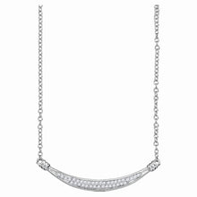 Load image into Gallery viewer, Radiant Reflections: 10kt White Gold Diamond Curved Bar Pendant Necklace  Top View from Splendid Jewellery