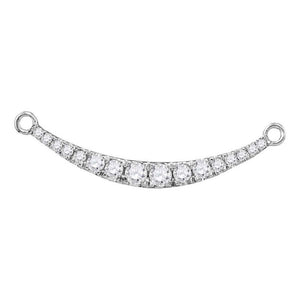 Diamond Pendant Necklace | 10kt White Gold Womens Round Diamond Curved Graduated Bar Pendant Necklace 1/4 Cttw | Splendid Jewellery GND