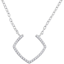 Load image into Gallery viewer, Radiant Reflections: 10kt White Gold Round Diamond Pendant Necklace Top view from the 10Kt White Gold Womens Round Diamond Fashion Necklace 1 10 Cttwpin63922 collection by Splendid Jewellery