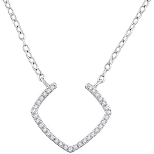 Diamond Pendant Necklace | 10kt White Gold Womens Round Diamond Fashion Necklace 1/10 Cttw | Splendid Jewellery GND