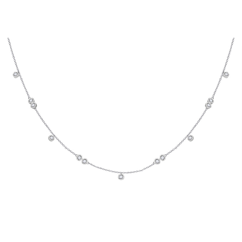 Diamond Pendant Necklace | 10kt White Gold Womens Round Diamond Fashion Necklace 1/3 Cttw | Splendid Jewellery GND