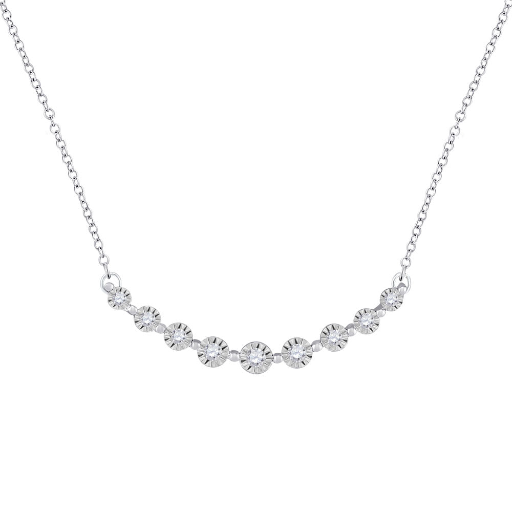 Diamond Pendant Necklace | 10kt White Gold Womens Round Diamond Fashion Necklace 1/5 Cttw | Splendid Jewellery GND