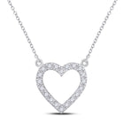Romantic Brilliance: 10kt White Gold Heart Necklace with Dazzling Diamond Sparkle Top view from the 10Kt White Gold Womens Round Diamond Heart Necklace 1 12 Cttwpin284000 collection by Splendid Jewellery