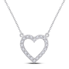 Romantic Brilliance: 10kt White Gold Heart Necklace with Dazzling Diamond Sparkle Top view from the 10Kt White Gold Womens Round Diamond Heart Necklace 1 12 Cttwpin284000 collection by Splendid Jewellery