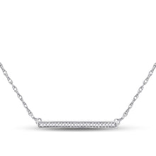 Load image into Gallery viewer, Dazzling Diamond Bar Pendant Necklace | 10kt White Gold Womens Round Diamond Necklace 1/10 Cttw  Top View from Splendid Jewellery