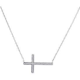 Splendid Jewellery 10kt White Gold Diamond Horizontal Cross Pendant Necklace  Top View from Splendid Jewellery
