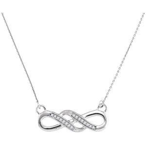 Diamond Pendant Necklace | 10kt White Gold Womens Round Diamond Infinity Pendant Necklace 1/20 Cttw | Splendid Jewellery GND