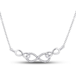 Diamond Pendant Necklace | 10kt White Gold Womens Round Diamond Infinity Pendant Necklace 1/5 Cttw | Splendid Jewellery GND