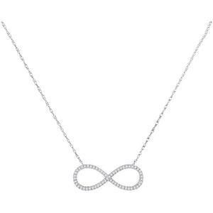 Diamond Pendant Necklace | 10kt White Gold Womens Round Diamond Infinity Pendant Necklace 1/6 Cttw | Splendid Jewellery GND