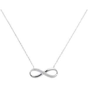 Diamond Pendant Necklace | 10kt White Gold Womens Round Diamond Infinity Pendant Necklace 1/8 Cttw | Splendid Jewellery GND