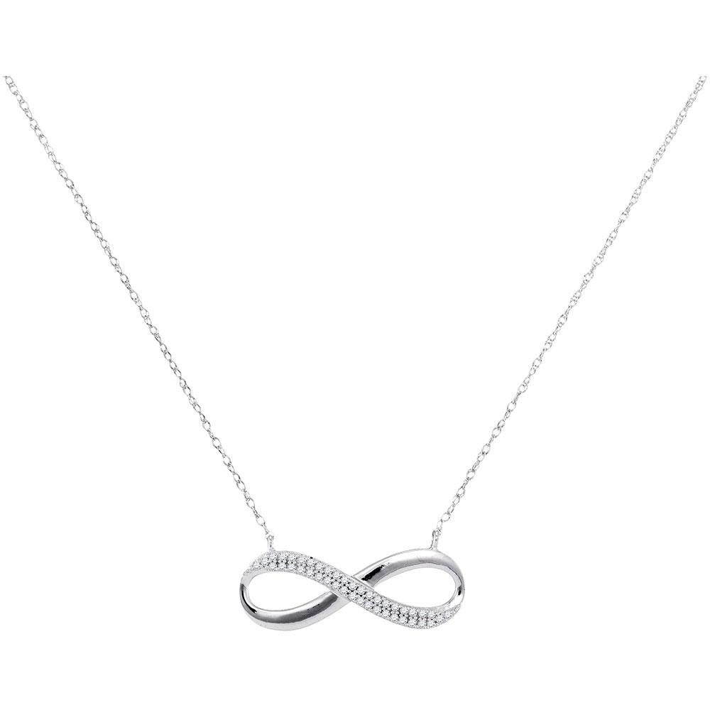 Diamond Pendant Necklace | 10kt White Gold Womens Round Diamond Infinity Pendant Necklace 1/8 Cttw | Splendid Jewellery GND
