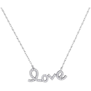 Diamond Pendant Necklace | 10kt White Gold Womens Round Diamond Love Pendant Necklace 1/6 Cttw | Splendid Jewellery GND