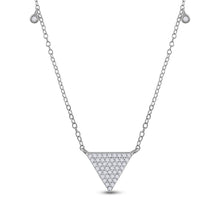 Load image into Gallery viewer, 10kt White Gold Triangle Diamond Pendant Necklace - A Mesmerizing Masterpiece of Elegance Top view from the 10Kt White Gold Womens Round Diamond Triangle Necklace 1 4 Cttwpin288520 collection by Splendid Jewellery