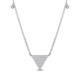10kt White Gold Triangle Diamond Pendant Necklace - A Mesmerizing Masterpiece of Elegance Top view from the 10Kt White Gold Womens Round Diamond Triangle Necklace 1 4 Cttwpin288520 collection by Splendid Jewellery