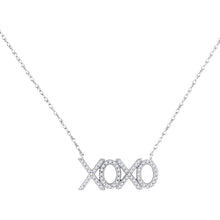 Load image into Gallery viewer, 10kt White Gold Diamond XOXO Hugs Kisses Letter Necklace  Top View from Splendid Jewellery