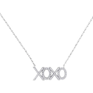Diamond Pendant Necklace | 10kt White Gold Womens Round Diamond XOXO Hugs Kisses Letter Necklace 1/5 Cttw | Splendid Jewellery GND