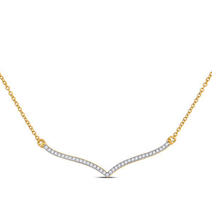 Diamond Pendant Necklace | 10kt Yellow Gold Womens Round Diamond 18-inch Bar Necklace 1/4 Cttw | Splendid Jewellery GND