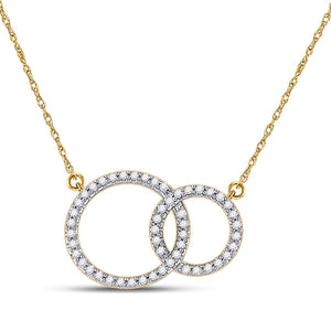 Diamond Pendant Necklace | 10kt Yellow Gold Womens Round Diamond Double Circle Necklace 1/6 Cttw | Splendid Jewellery GND