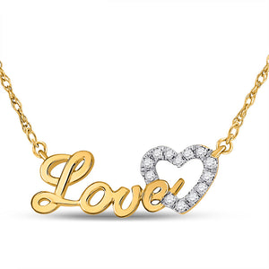 Diamond Pendant Necklace | 10kt Yellow Gold Womens Round Diamond Heart Love Pendant Necklace 1/6 Cttw | Splendid Jewellery GND
